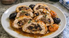 Χριστουγεννιάτικο κοτόπουλο φιλέτο γεμιστό με κάστανα και αποξηραμένα φρούτα