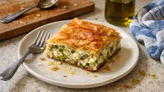 Πρασόπιτα με χωριάτικο φύλλο: τραγανή απ’ έξω, κρεμώδης γέμιση μέσα