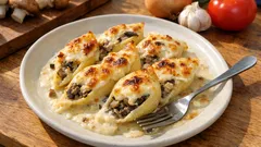 Κοχύλια ογκρατέν με νηστίσιμο κιμά μανιταριών – κρεμώδη, χορταστικά και εύκολα