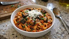 Ψευτοπετεινός Λήμνου με φλωμάρια: μελιτζάνες που κρατάνε και σάλτσα που δένει