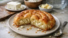 Τυροκούλουρο στριφτό Θεσσαλίας στο ταψί: τραγανό έξω, αφράτο μέσα