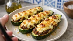 Κολοκυθάκια με κιμά στον φούρνο και «μπεσαμέλ» γιαουρτιού – ελαφριά, χρυσαφένια κρούστα
