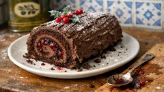 Χριστουγεννιάτικος κορμός σοκολάτας με φρούτα του δάσους – αφράτο ρολό που δεν σπάει