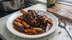 Αρνί κότσι στη γάστρα με πολύχρωμα καρότα – μελωμένο και τρυφερό μέχρι να λιώνει