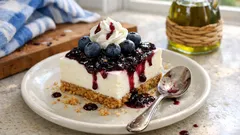 Γλυκό ψυγείου με μύρτιλα και τυρί κρέμα – κρεμώδες, δροσερό και στέκεται τέλεια