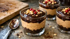 Μους φυστικοβούτυρο με σοκολάτα χωρίς ψήσιμο – έτοιμη στο ψυγείο σε λίγα λεπτά