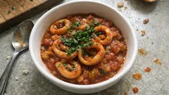 Καλαμαράκια κατσαρόλας με πράσο και ντομάτα – τρυφερά, με μελωμένη σάλτσα