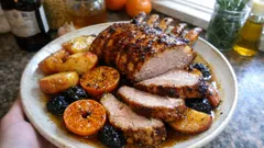 Χριστουγεννιάτικο καρέ χοιρινό με μέλι, μουστάρδα και μπύρα – ζουμερό και γυαλιστερό