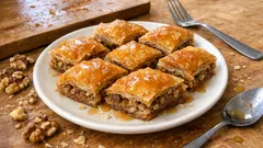 Πολίτικος μπακλαβάς με καρύδια: στρώσεις που βγαίνουν τραγανές μέχρι μέσα