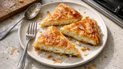 Μανιάτικη ανοιχτή τυρόπιτα με μυζήθρα – λεπτό φύλλο, τραγανή και αφράτη