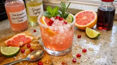 Virgin Paloma χωρίς αλκοόλ με ρόδι και σπιτικό σιρόπι τζίντζερ – δροσερή και εύκολη