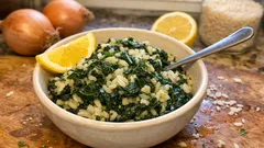 Λεμονάτο σπανακόρυζο στην κατσαρόλα: σπυρωτό ρύζι και άρωμα άνηθου