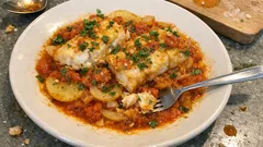 Μπακαλιάρος πλακί στον φούρνο: το κόλπο για ζουμερό ψάρι και δεμένες πατάτες