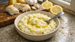 Αλιάδα με ζωμό μπακαλιάρου: βελούδινη σκορδάτη κρέμα που δένει τέλεια με τηγανητό ψάρι