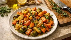 Χειμωνιάτικα λαχανικά στο φούρνο με μουστάρδα, πορτοκάλι και μυρωδικά — μελωμένα και εύκολα
