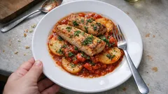 Παλαμίδα μουρέλα στο φούρνο με πατάτες — ζουμερή, σε ένα ταψί