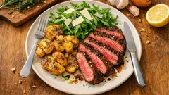 Μοσχαρίσια ταλιάτα με πατάτες που τραγανίζουν σαν τηγανητές – βήμα βήμα