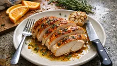 Ζουμερό φιλέτο γαλοπούλας στον φούρνο με πορτοκάλι και αρωματικό βούτυρο