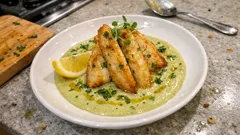 Γλώσσα στο τηγάνι με βελουτέ λαχανικών – ζουμερά φιλέτα και μεταξένια κρέμα