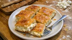 Μαμαδίστικη τυρόπιτα ταψιού με φέτα και ανθότυρο – τραγανό σπιτικό φύλλο