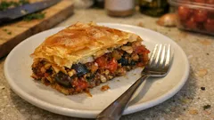 Νηστίσιμη μελιτζανόπιτα με τραγανό χωριάτικο φύλλο – ζουμερή γέμιση χωρίς να μουσκεύει