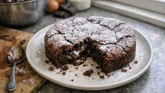 Truffle cake κρακελέ χωρίς αλεύρι: σοκολατένιο, με ρευστή καρδιά όταν είναι ζεστό