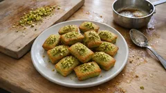 Mini financiers με φιστίκι Αιγίνης και βούτυρο noisette – μικρά κεκάκια για καφέ