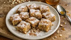 Ζαχαρομπακλαβάς Πάρου με αμύγδαλα – μελένιος, χωρίς φύλλο, σε κατσαρόλα