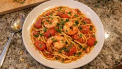 Γαριδομακαρονάδα με ούζο και ζωμό από τα κελύφη: σάλτσα που δένει τέλεια