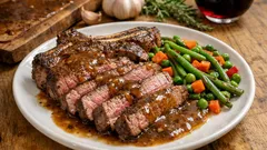 Μοσχαρίσιες μπριζόλες στο φούρνο με κόκαλο – ζουμερές και με σάλτσα κρασιού