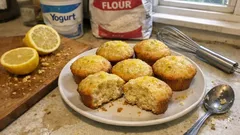 Αφράτα muffins λεμονιού με γιαούρτι – γίνονται σε ένα μπολ και μοσχοβολούν